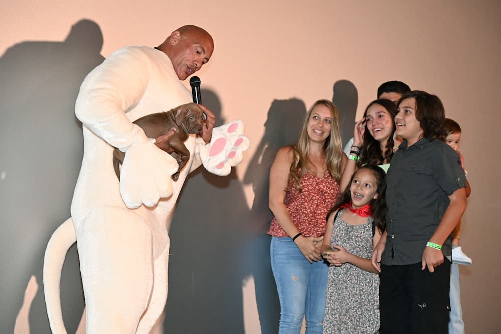 The Rock with puppy